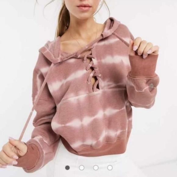 Free People Kelly Tie Dye Believer Hoodie Size Large Fireside Combo - Picture 2 of 16
